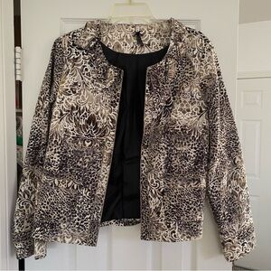 Women's Black and Cream Floral & Animal Patterned Jacket